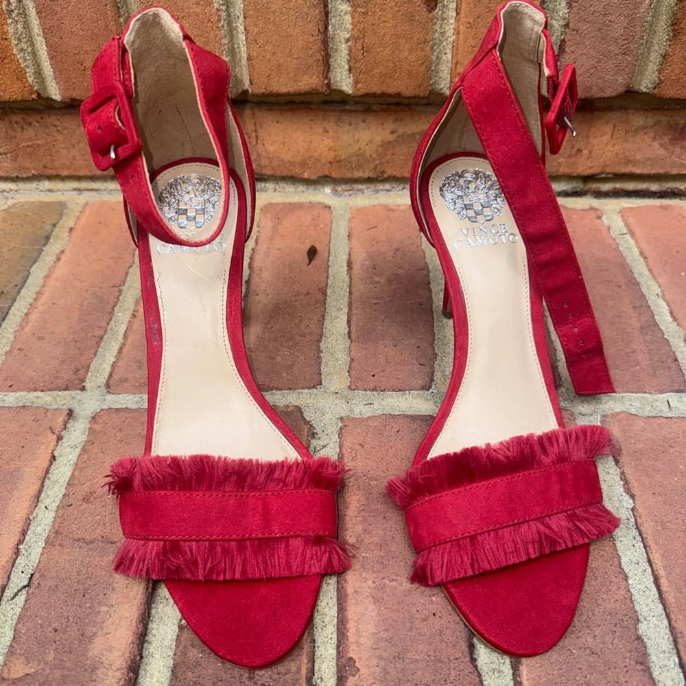 Vince Camuto Red Fringed Heels